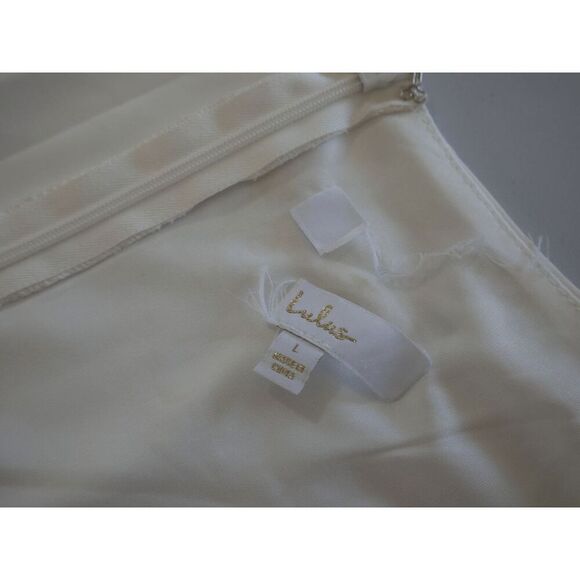 Lulu’s White Long Sleeve Maxi Dress | L | V-Neck | Mesh Insert | Formal Gown - Picture 12 of 13